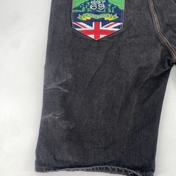 COOGI Shorts Mens 42 Blue Australia Y2K Baggy Hip Hop Embroidered Patchwork Dark - Picture 14 of 14